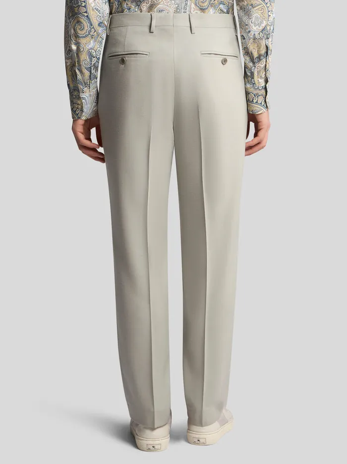 Men Etro Trousers Wool Trousers With Pleats Grey Men Etro Trousers Wool Trousers With Pleats Grey