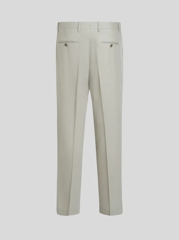 Men Etro Trousers Wool Trousers With Pleats Grey Men Etro Trousers Wool Trousers With Pleats Grey