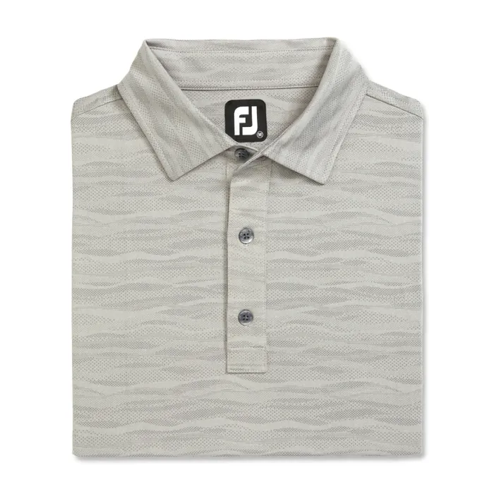 Men FootJoy Shirts Jacquard Wave Platinum