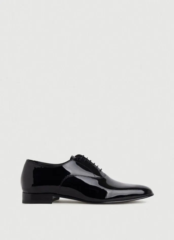 Men Formal Shoes Hackett London Patent Leather Oxford Shoes Black