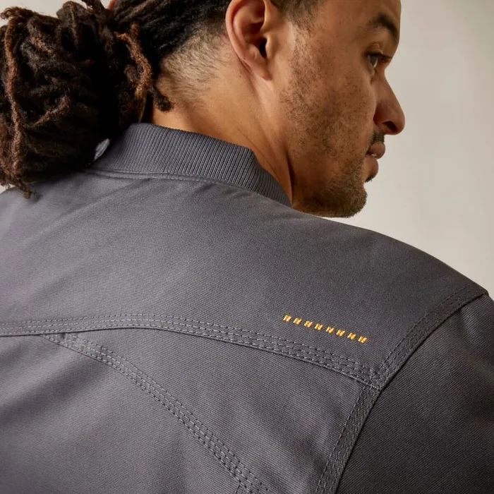 Men Jackets and Vests Ariat Rebar Stretch Canvas Bomber Jacket Rebar Grey