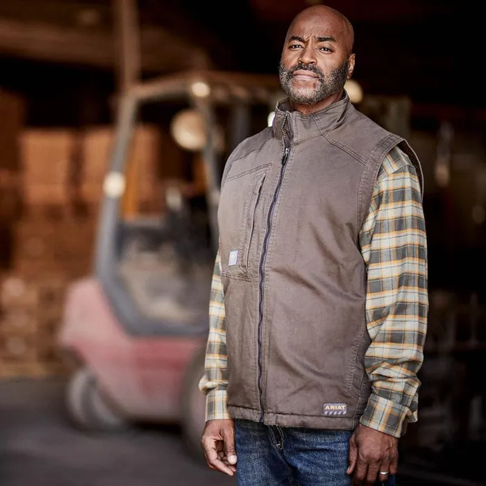 Men Jackets and Vests Ariat Rebar Washed DuraCanvas Insulated Vest Wren Men Jackets and Vests Ariat Rebar Washed DuraCanvas Insulated Vest Wren
