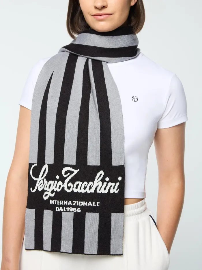 Men Knitwear Sergio Tacchini Gioco Jacquard Scarf Black Beauty