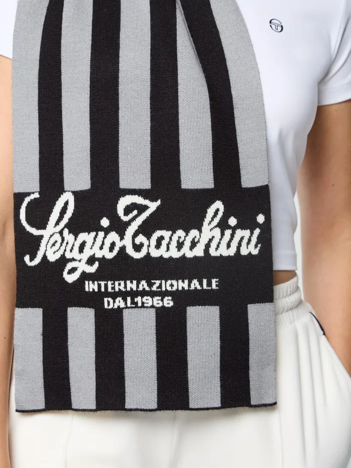 Men Knitwear Sergio Tacchini Gioco Jacquard Scarf Black Beauty