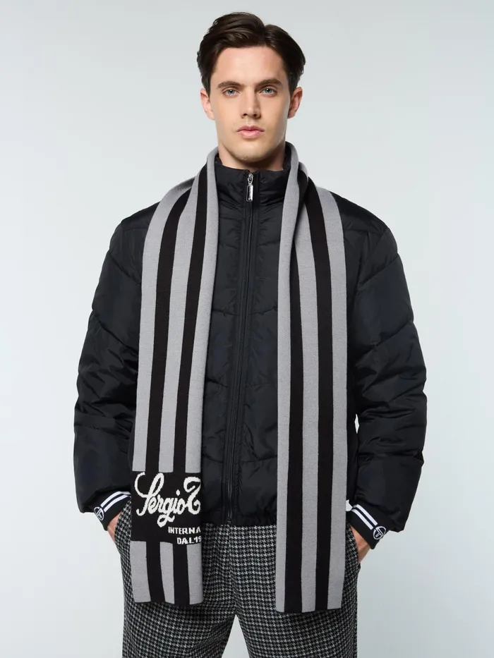 Men Knitwear Sergio Tacchini Gioco Jacquard Scarf Black Beauty