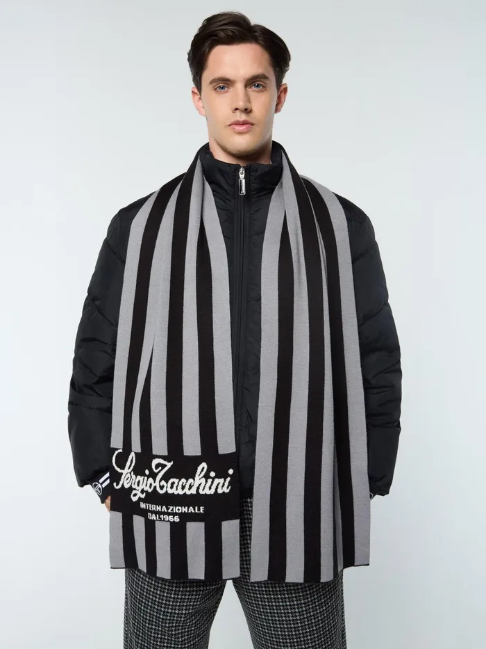 Men Knitwear Sergio Tacchini Gioco Jacquard Scarf Black Beauty