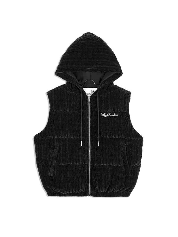 Men Outerwear Sergio Tacchini Catena Chenille Puffer Vest Black Beauty