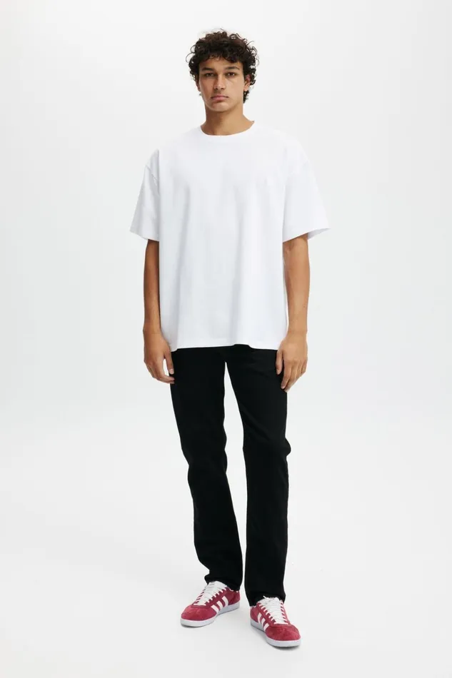 Men Pants Cotton On Regular Straight Jean Pitch Black