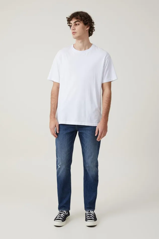 Men Pants Cotton On Slim Straight Jean Clash Blue