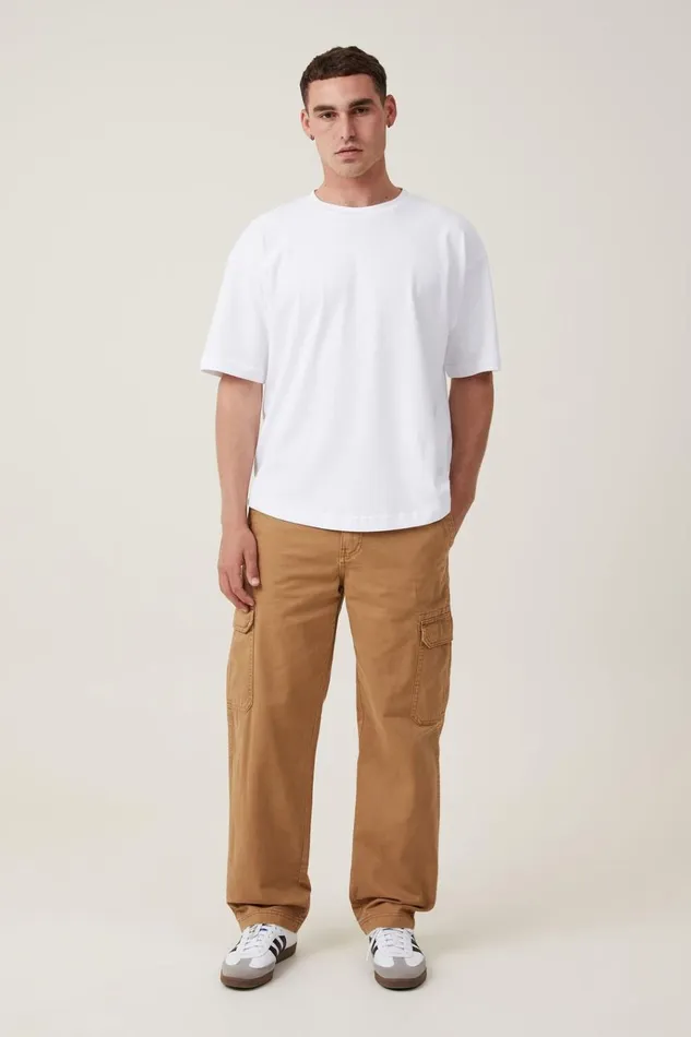 Men Pants Cotton On Tactical Cargo Pant Vintage Tobacco Herringbone