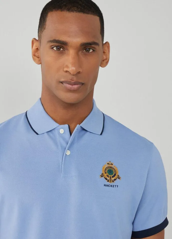 Men Polo Shirts Hackett London Classic Fit Piqu Heritage Polo Blue
