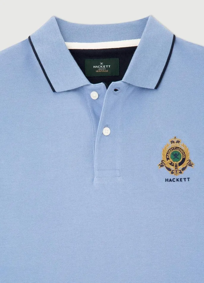 Men Polo Shirts Hackett London Classic Fit Piqu Heritage Polo Blue