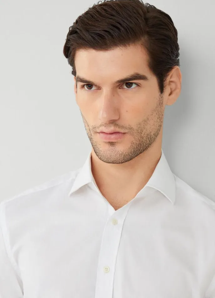 Men Shirts Hackett London Slim Fit Stretch Shirt White
