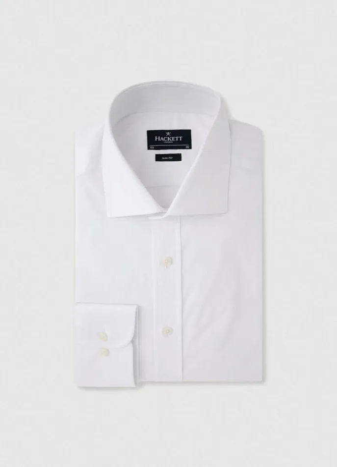 Men Shirts Hackett London Slim Fit Stretch Shirt White