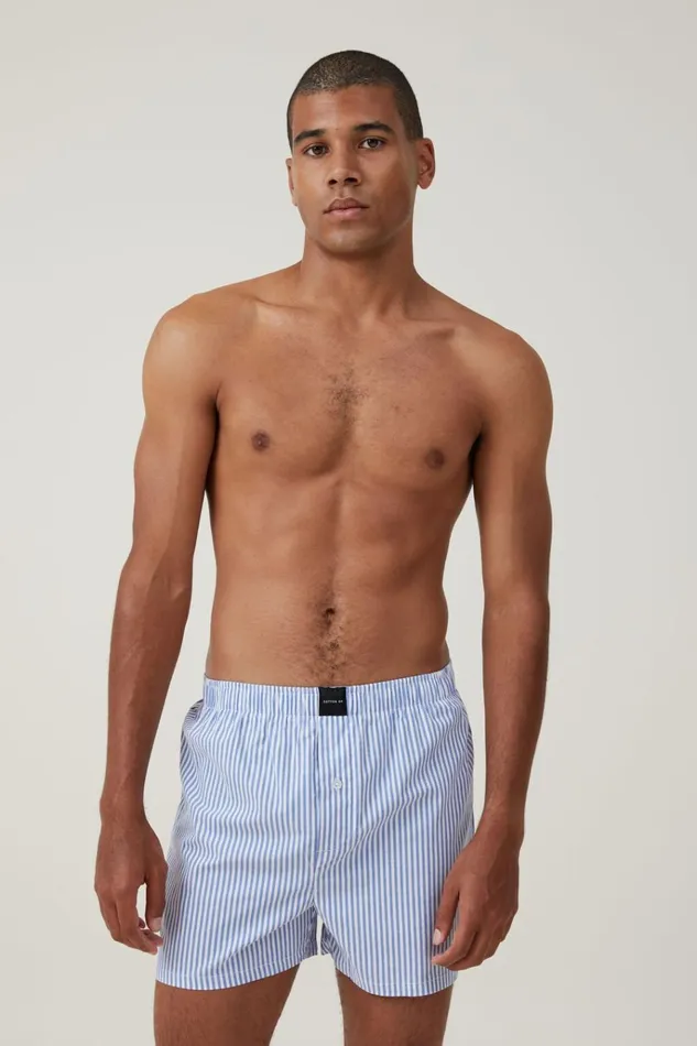 Men Socks and Underwear Cotton On Stretch Boxer Short Bluewhite Stripe