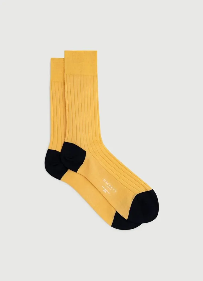 Men Socks and Underwear Hackett London Ribbed Cotton Socks Yellow