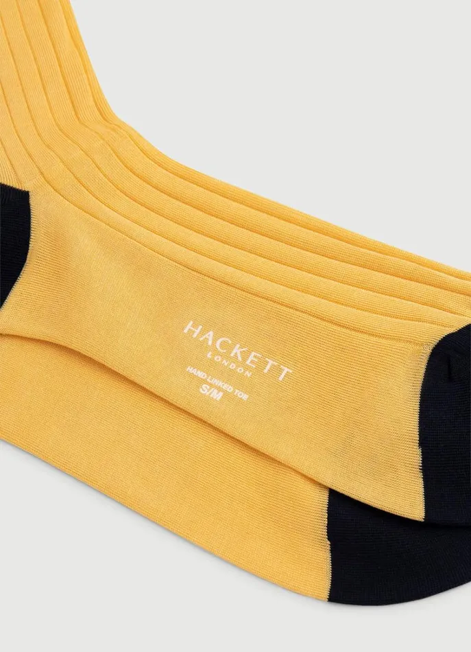 Men Socks and Underwear Hackett London Ribbed Cotton Socks Yellow