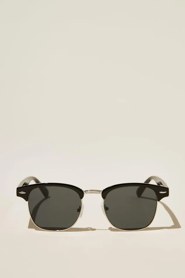 Men Sunglasses Cotton On Leopold Sunglasses Black Silver Smoke