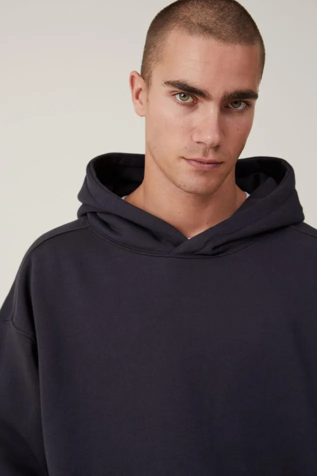 Men Sweats and Hoodies Cotton On Box Fit Hoodie Washed Black Men Sweats and Hoodies Cotton On Box Fit Hoodie Washed Black