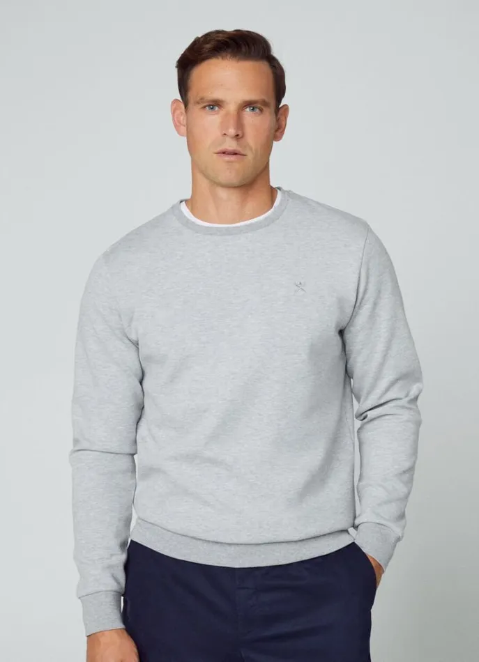 Men Sweatshirts Hackett London Classic Fit Crew Neck Sweatshirt Light Grey Marl