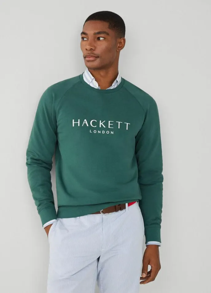 Men Sweatshirts Hackett London Classic Fit Heritage Sweatshirt Green