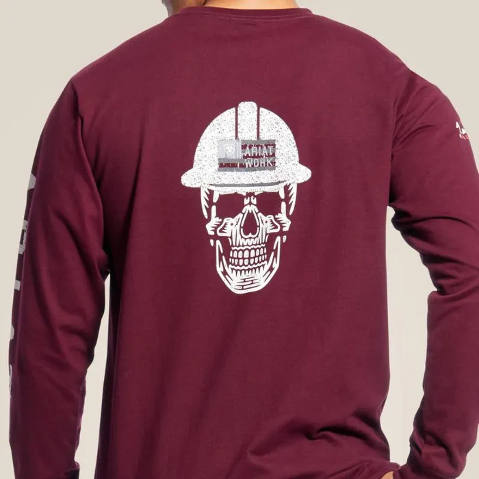 Men TShirts and Polos Ariat FR Roughneck Skull Logo TShirt Malbec Men TShirts and Polos Ariat FR Roughneck Skull Logo TShirt Malbec