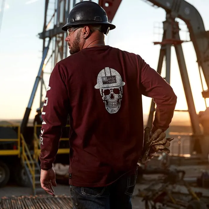 Men TShirts and Polos Ariat FR Roughneck Skull Logo TShirt Malbec Men TShirts and Polos Ariat FR Roughneck Skull Logo TShirt Malbec
