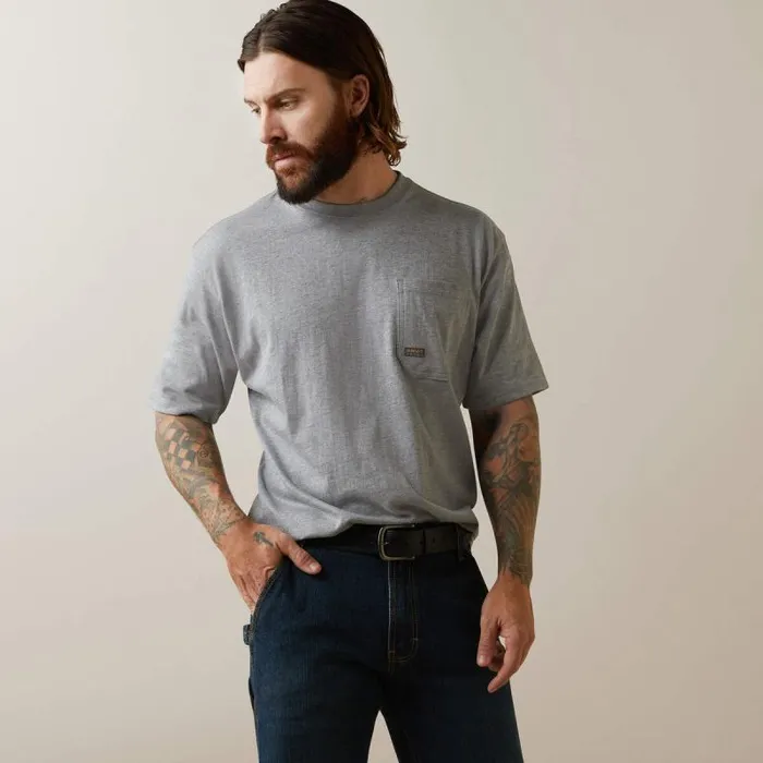 Men TShirts and Polos Ariat Rebar Cotton Strong American Outdoors TShirt Heather Grey Men TShirts and Polos Ariat Rebar Cotton Strong American Outdoors TShirt Heather Grey