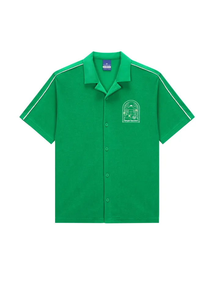 Men TShirts Sergio Tacchini Monte Carlo Terry ButtonUp Cabana Shirt Green
