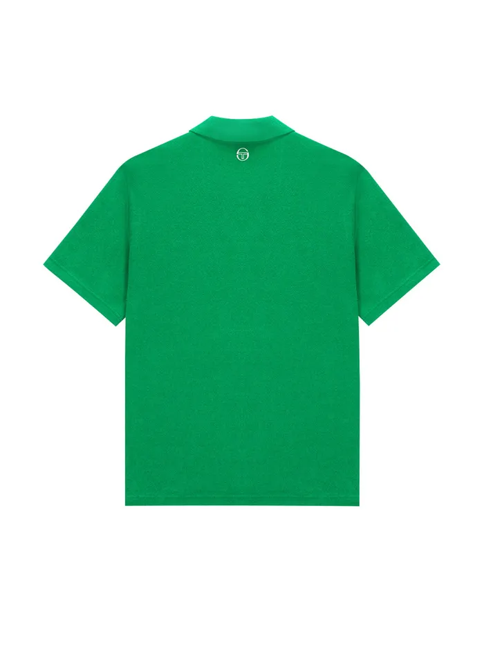 Men TShirts Sergio Tacchini Monte Carlo Terry ButtonUp Cabana Shirt Green