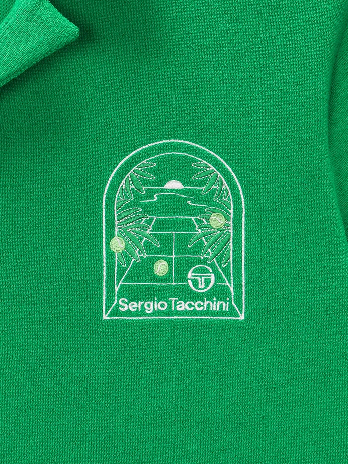 Men TShirts Sergio Tacchini Monte Carlo Terry ButtonUp Cabana Shirt Green