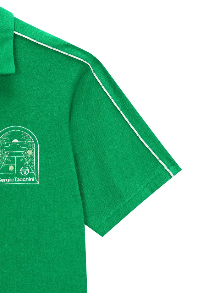 Men TShirts Sergio Tacchini Monte Carlo Terry ButtonUp Cabana Shirt Green