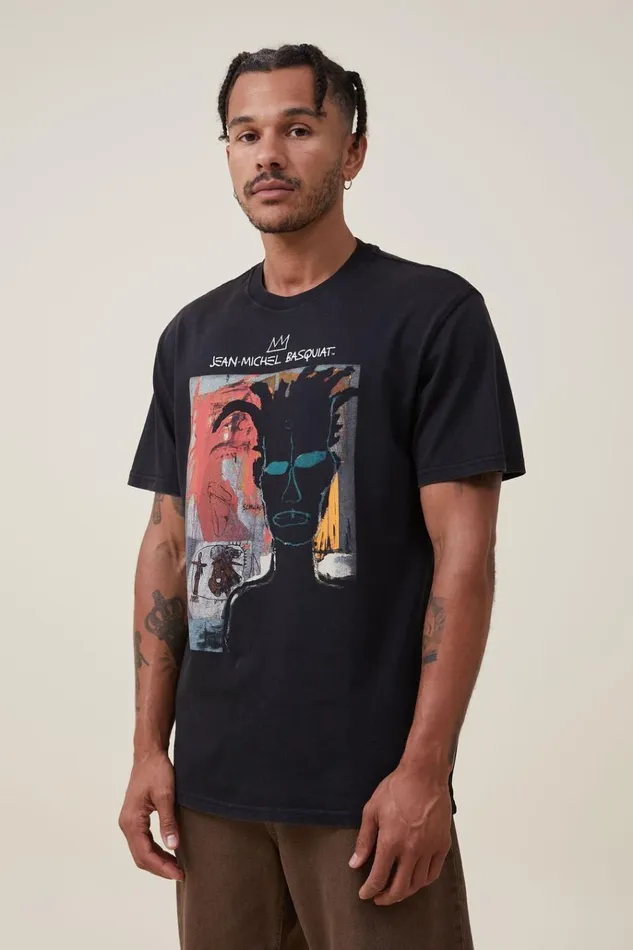 Men Tees and Tanks Cotton On Basquiat Loose Fit TShirt Lcn Bsq Blackportrait