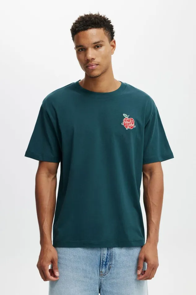 Men Tees and Tanks Cotton On Loose Fit Art TShirt Deep Sea Tealny Big Apple
