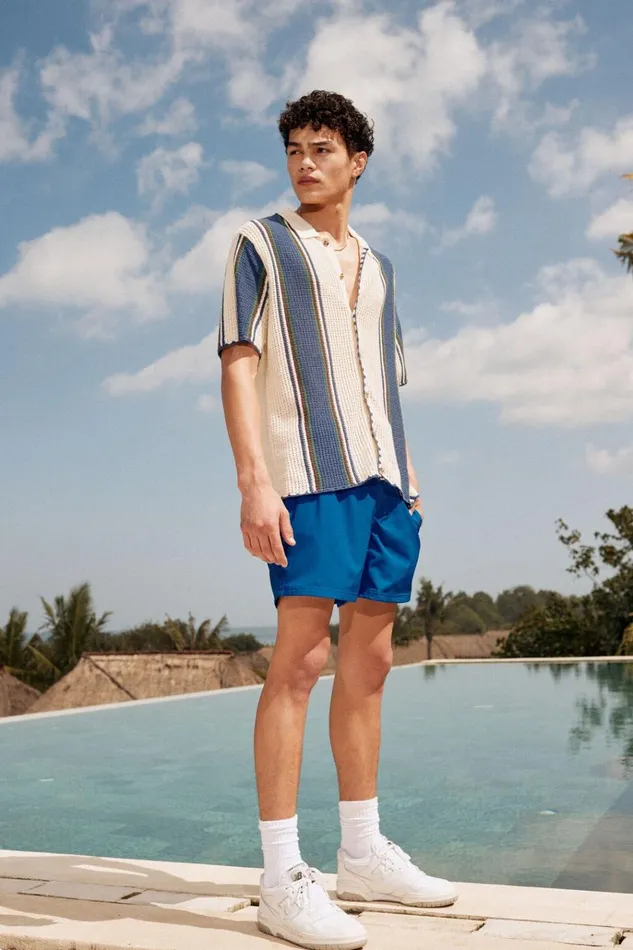 Men Tees and Tanks Cotton On Pablo Short Sleeve Shirt Off White Vert Stripe