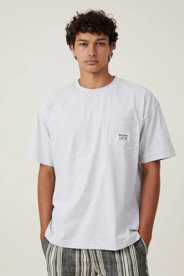 Men Tees and Tanks Cotton On Shifty Boys Pocket TShirt Grey Marle Shifty Boys Pip