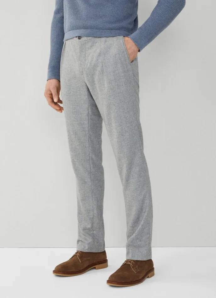 Men Trousers and Chinos Hackett London Relaxed Fit Wool And Cashmere Joggers Light Grey