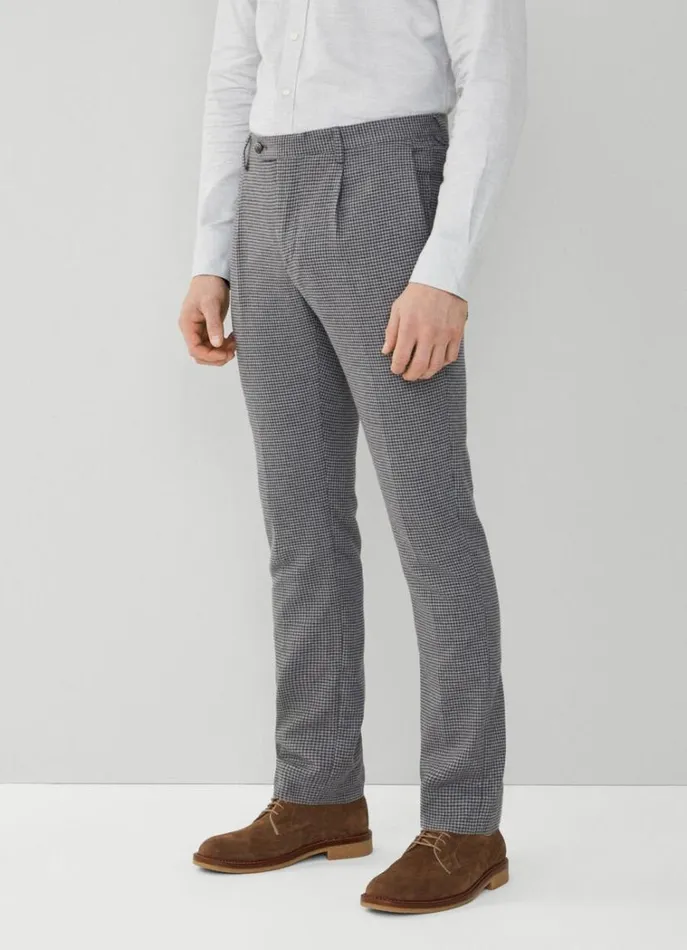 Men Trousers and Chinos Hackett London Slim Fit Houndstooth Trousers Grey