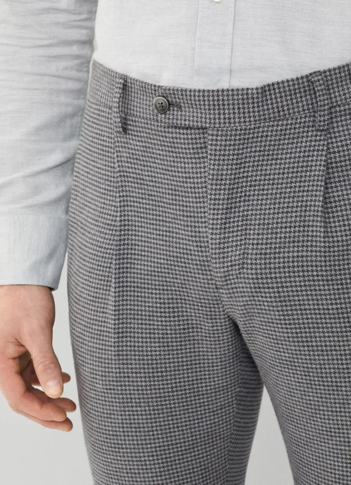 Men Trousers and Chinos Hackett London Slim Fit Houndstooth Trousers Grey
