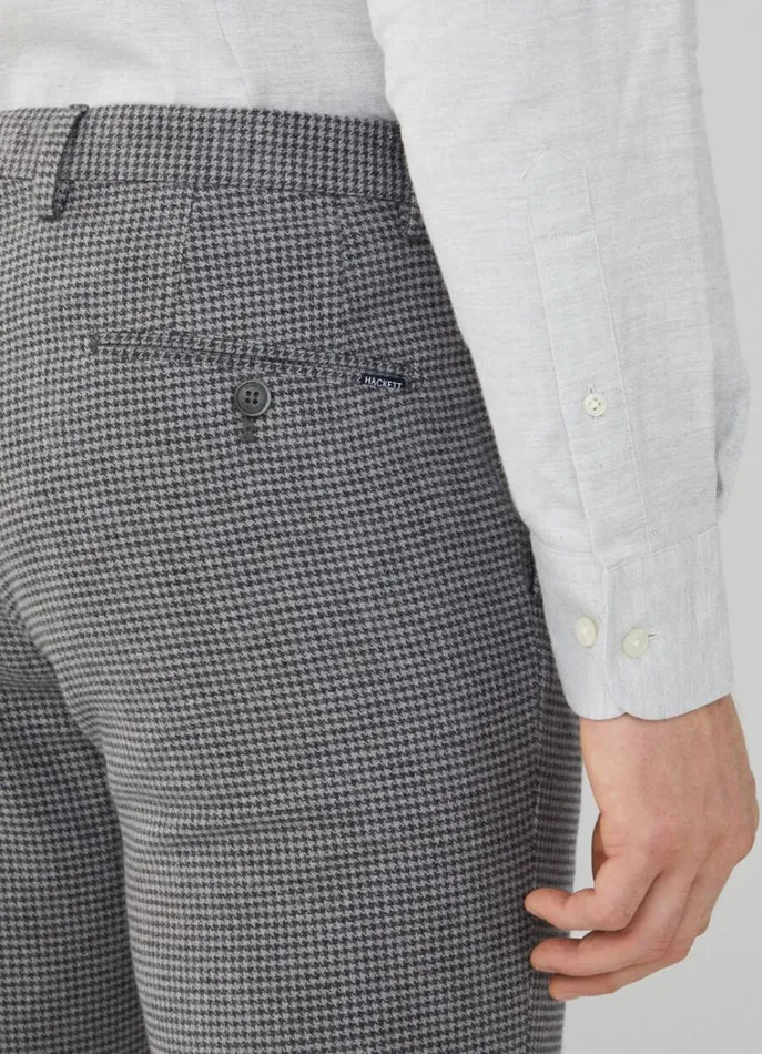 Men Trousers and Chinos Hackett London Slim Fit Houndstooth Trousers Grey