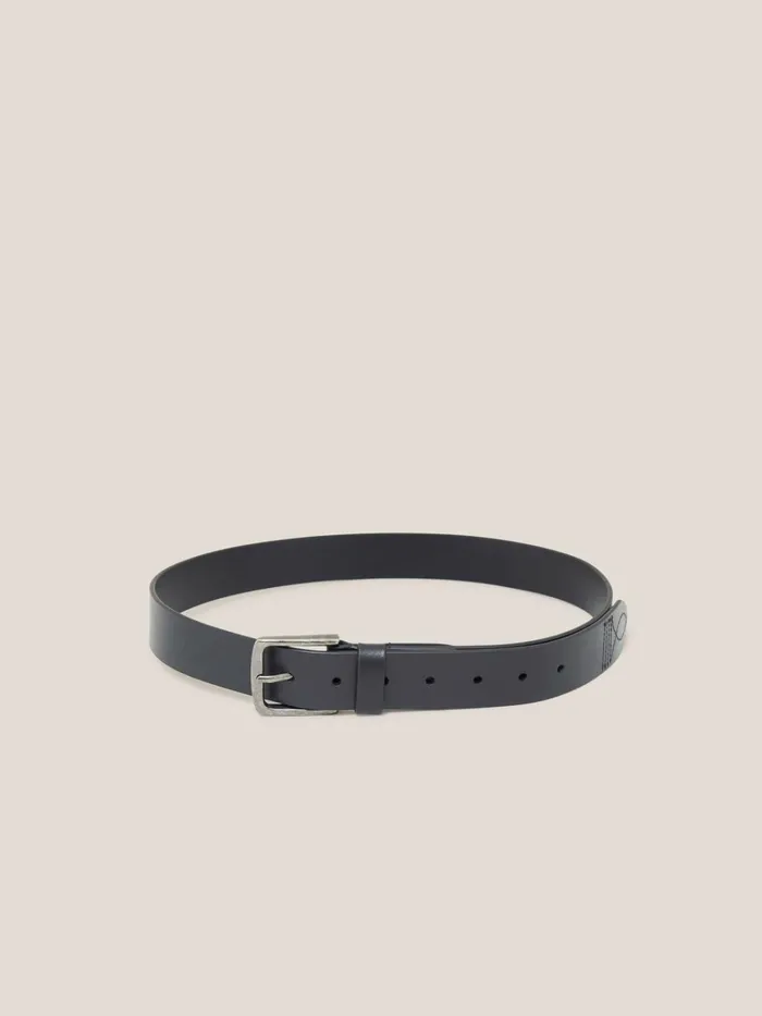 Men White Stuff Belts Smart Leather Belt Pure Black