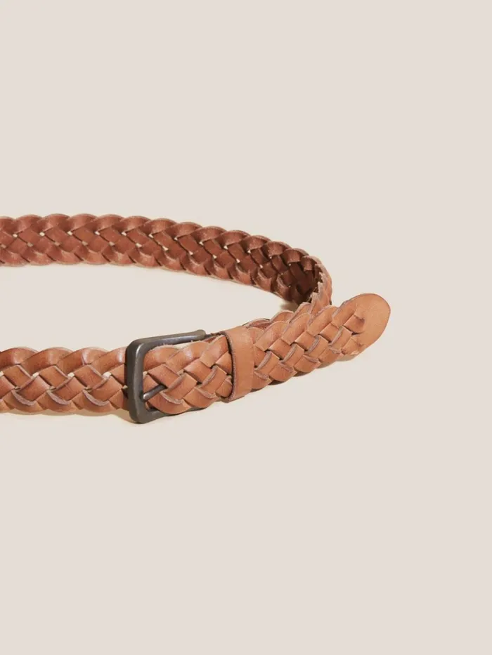 Men White Stuff Belts Weave Leather Belt Mid Tan Men White Stuff Belts Weave Leather Belt Mid Tan
