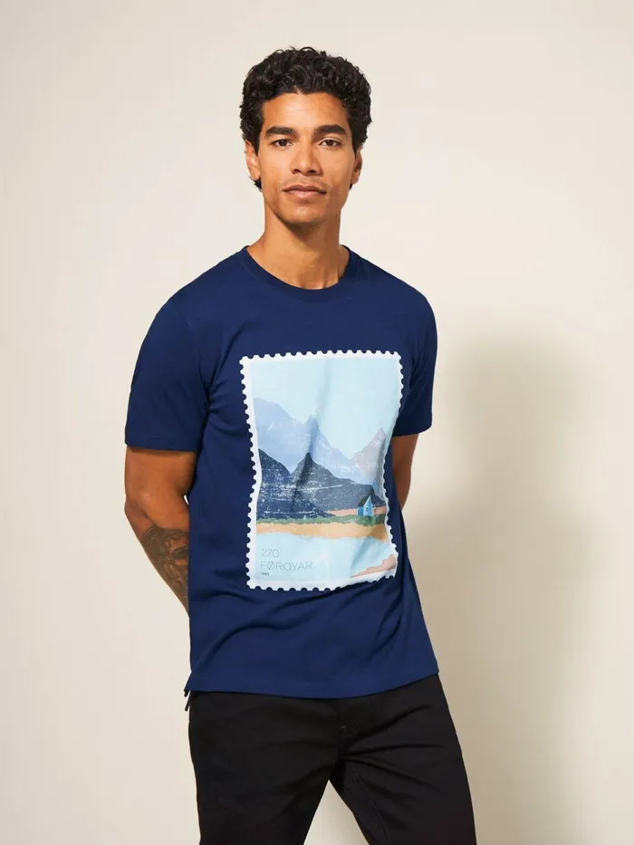 Men White Stuff Tshirts Foroyar Graphic Tshirt French Navy Men White Stuff Tshirts Foroyar Graphic Tshirt French Navy