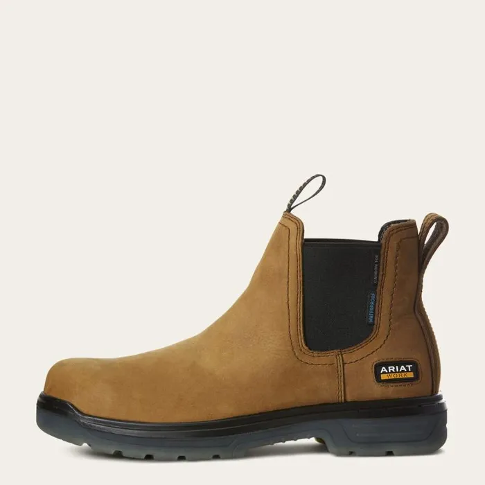 Men Work Boots Ariat Turbo Chelsea Waterproof Carbon Toe Work Boot Aged Bark Men Work Boots Ariat Turbo Chelsea Waterproof Carbon Toe Work Boot Aged Bark