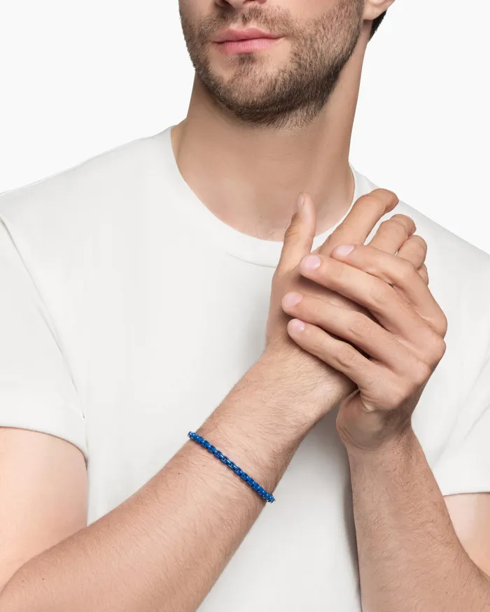 Mens Box Chain Bracelet In Sterling Silver With Stainless Steel 5mm Men David Yurman Chain Mens Box Chain Bracelet In Sterling Silver With Stainless Steel 5mm Men David Yurman Chain