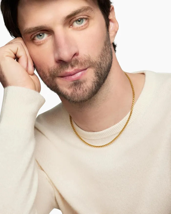 Mens Box Chain Necklace In 18K Yellow Gold 34mm Men David Yurman Chains Mens Box Chain Necklace In 18K Yellow Gold 34mm Men David Yurman Chains