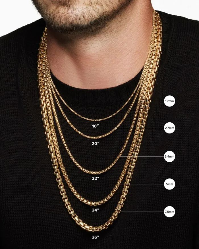 Mens Box Chain Necklace In 18K Yellow Gold 34mm Men David Yurman Chains Mens Box Chain Necklace In 18K Yellow Gold 34mm Men David Yurman Chains