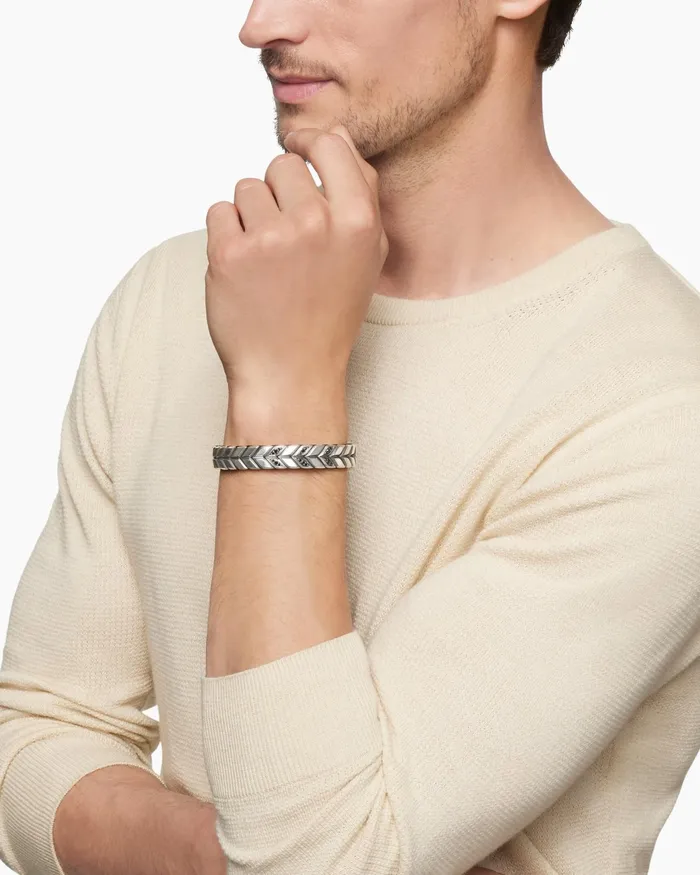 Mens Chevron Woven Bracelet In Sterling Silver 12mm Men David Yurman Chain Mens Chevron Woven Bracelet In Sterling Silver 12mm Men David Yurman Chain