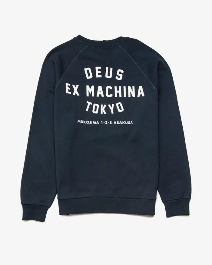 Mens Deus Ex Machina Classics Tokyo Address Crew 8211 Navy Navy