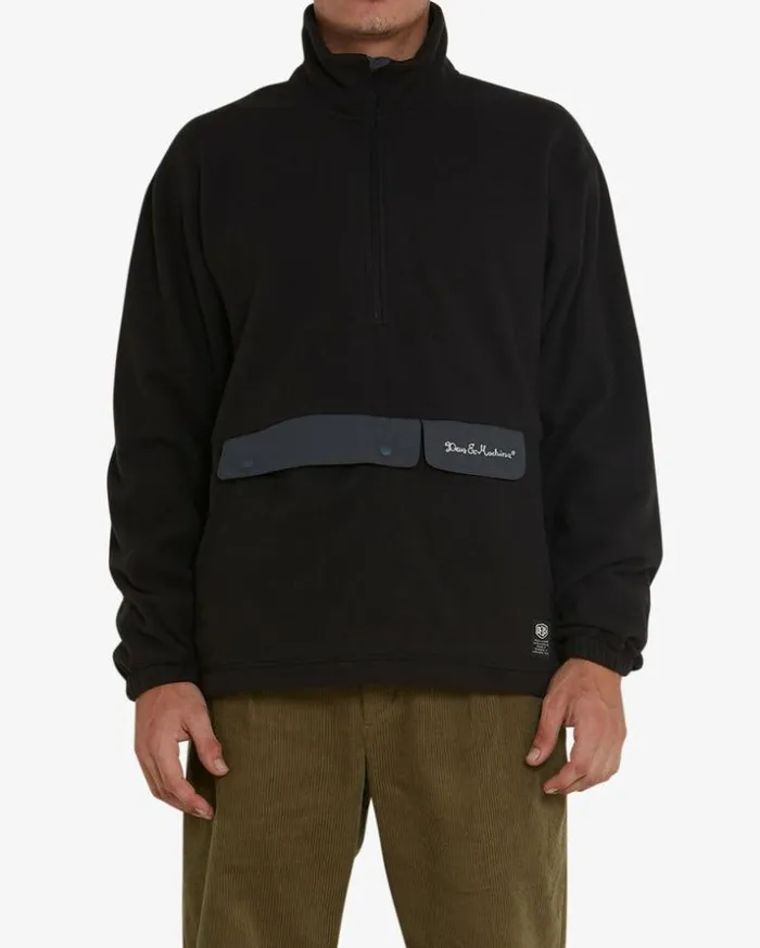 Mens Deus Ex Machina Jackets Ridgeline Fleece Pullover 8211 Coal Black Coal Black Mens Deus Ex Machina Jackets Ridgeline Fleece Pullover 8211 Coal Black Coal Black